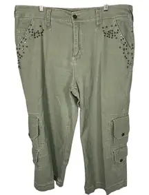 Vintage Y2K Goddess Cargo Capris Womens 16 Army Grunge Utility Military‎ Ramie