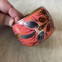 Hand painted brass extra wide bangle bracelet