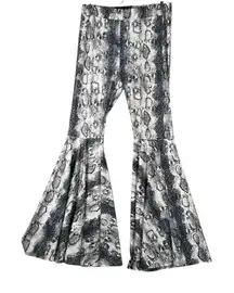 Womens White Black NEW Snakeskin Western Flare‎ Leggings Pants Snake Print Sz 2X