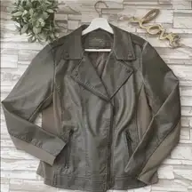 Green Vegan Leather Jacket 