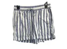 Gap Striped Shorts Linen Blend Elastic Waist