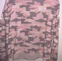 Justice pink Camo hooded crop top