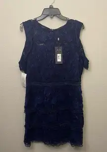 NWT AX PARIS Navy Cold-shoulder Lace Dress