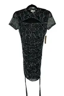 Riley & James Black Gray Snakeskin Print Mesh Mini Dress