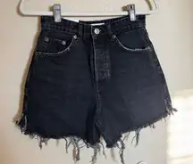 ZARA Denim Shorts Sz 4 Raw Hem Black New‎