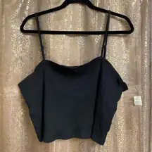 Aerie Black Cropped Ribbed Spaghetti‎ Strap Tank Top, XXL NWT