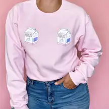 The Little Milk Bar Pink Milk Carton Women’s Crewneck Sweatshirt XL