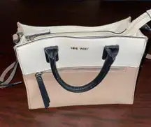 Tan and White Colored Purse