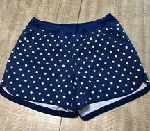 Lands End women's Navy Polka Dot swim shorts w/ built in liner undies. Like new