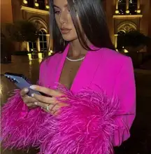 Bloggers Fav!!! NWT ZARA Straight Cut Feather Blazer