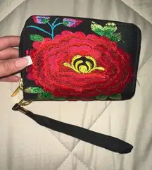 MEXICANA Black and Red Floral Wallet