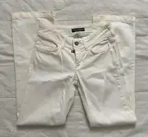 Dolce & Gabbana Y2K White low-rise semi boot jeans with metal back patch