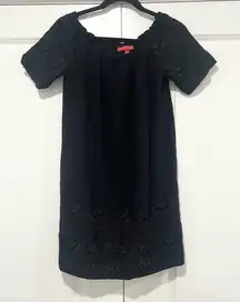 Saks Fifth‎ Avenue Women's Wide Neck Black Dress with Eyelet Detail. Size M.