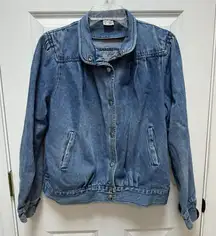 Vintage 90s Woman's Denim Coat Jean Jacket Size Medium 100% Cotton