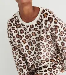 Aerie Leopard Print Plush Crewneck