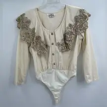 American Vintage Women’s by Loraine wardy cowgirl vintage white western wear bodysuit size large