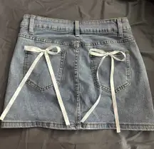 jean skirt with bows