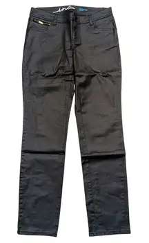 INC Jeans Womens 6 Curvy Fit Skinny Leg Black Coated Denim Pants Sexy