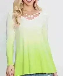 Lime Ombre‎ Crisscross Neck Top
