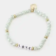 New Womens LOVE Tiny Block Words Friendship Faceted Beaded Stretch Bracelet