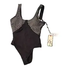 Aerin Rose Obsidian Anza Stripe 1 Piece Swimsuit Size 8