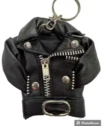 Black Leather Jacket Keychain