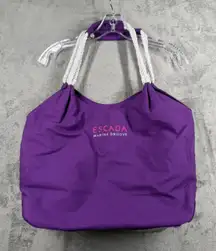 Escada Marine Groove Purple Tote Bag Rope Handle Nautical Beach Summer Resort