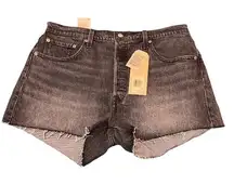 NWT Levi’s 501 Button Fly Cut Off Faded Black Jean Shorts Size 33 Raw Hem‎