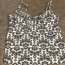 Lands' End Black and White Spaghetti Strap Swim Camisole