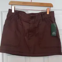 NWT  brown cargo mini skirt