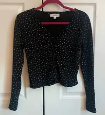 Pink Rose Women’s Buttoned Cardigan - Size: M, Color: Black, Gray