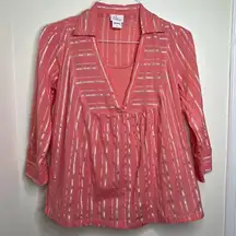 Oh Baby by Motherhood Maternity Top Blouse w attached Tank Size Small Coral