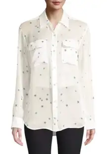 Equipment Metallic Stars Silk Button Down Shirt Womens Small