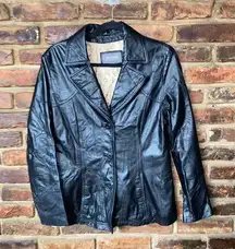 Wilsons Leather Black Button Down Jacket Women's Size Small