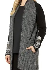 SMARTWOOL Chup Speren Wrap Sweater Open Front Cardigan Womens Small Gray/Black
