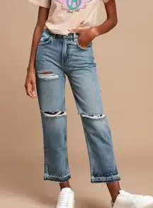 Free People We the Free Lita Distressed High-Waisted Slim Leg Jeans Women's 29