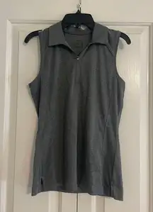 Dark Grey Zip Up Sleeveless Polo