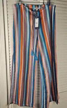 NWT Marina Blu Womens Striped Wide‎ Leg Beach Pants XL
