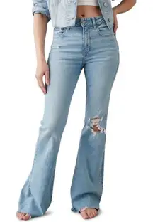 American Eagle Super High Rise Flare Light Wash Jeans Size 4 Long Tall