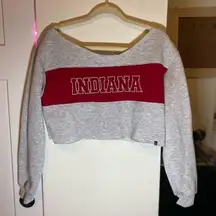 Gray & Red Indiana Cropped Oversized Sweatshirt
