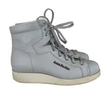 Acne Studios‎ Feliks High Top Sneakers Gray Wedge Platform Leather Women's 38 8