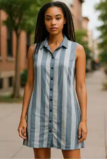 BeachLunchLounge Womens Dress Small Linen Cotton Boho Coastal Beachy Nautical