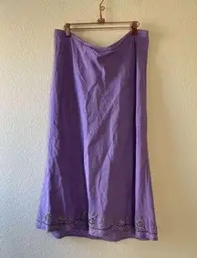 Lane Bryant y2k purple linen blend beaded midi skirt size 14/16