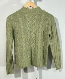 Vintage St. John’s Bay Cable Knit Mock Neck Sweater | Sage Green | Size Small