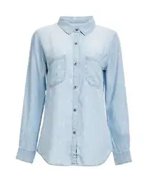 Rails Light Blue Chambray Arrow Long Sleeve Lyocell Button-Up Shirt Size Medium