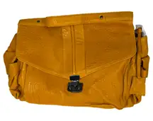 Great by Sandie Paris Yellow Pebbled Leather Shoulder Crossbody Purse NEW