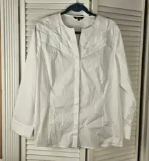 Misook‎ Womens White V Neck Blouse Large