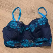 Adore me blue floral wired bra size 34C