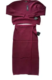 Lulu’s Sweetheart Burgundy Waffle Knit Two-Piece Sweater Dress | Large NWT