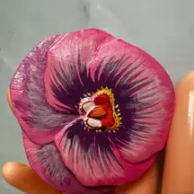Vintage Hand-Painted Pansy Flower Brooch